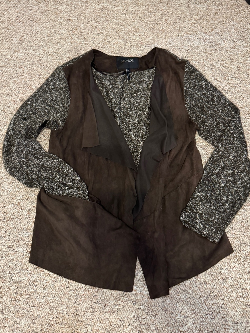NIC + ZOE Brown Leather Suede Jacket